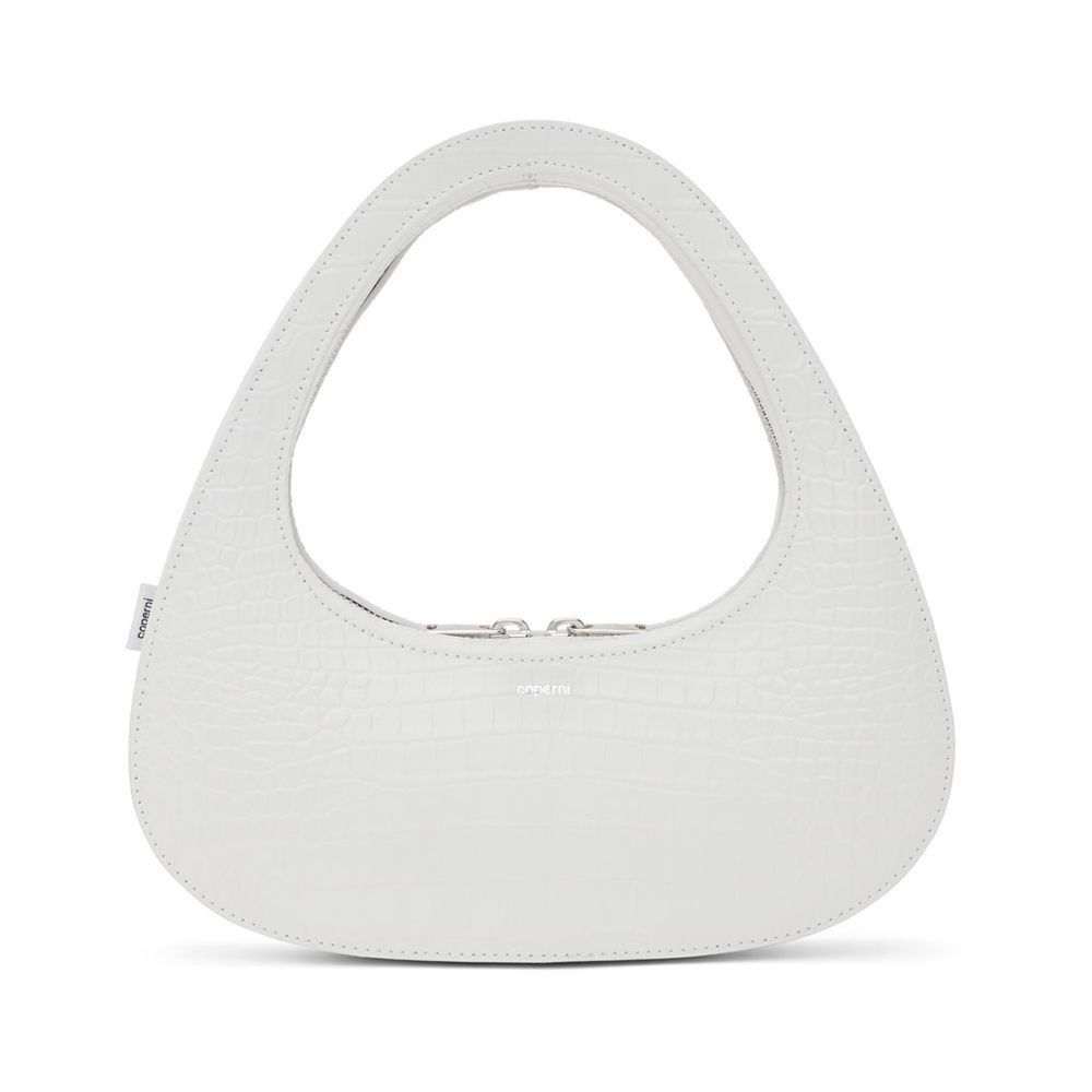 White Baguette Swipe Bag