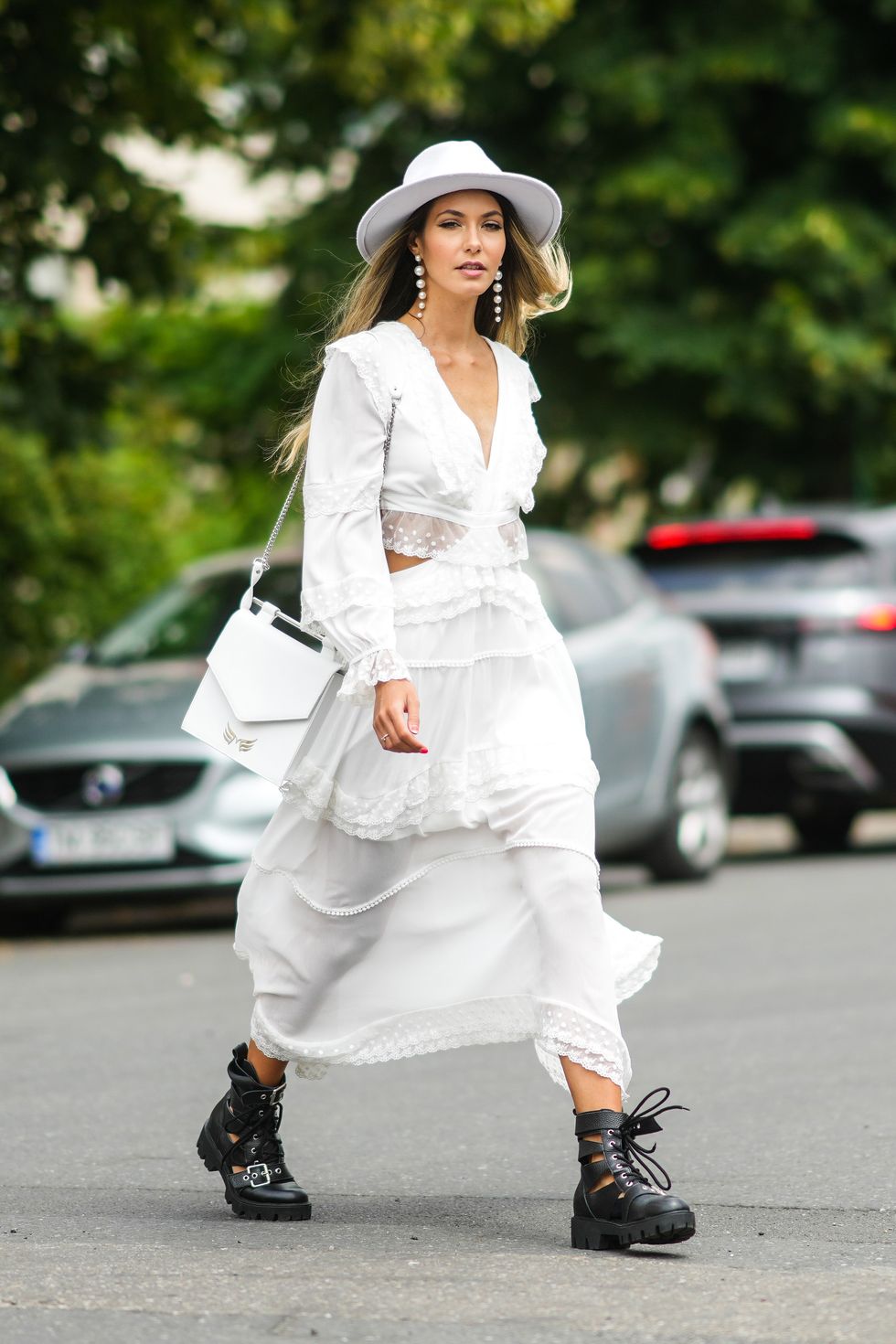 a woman in a white dress