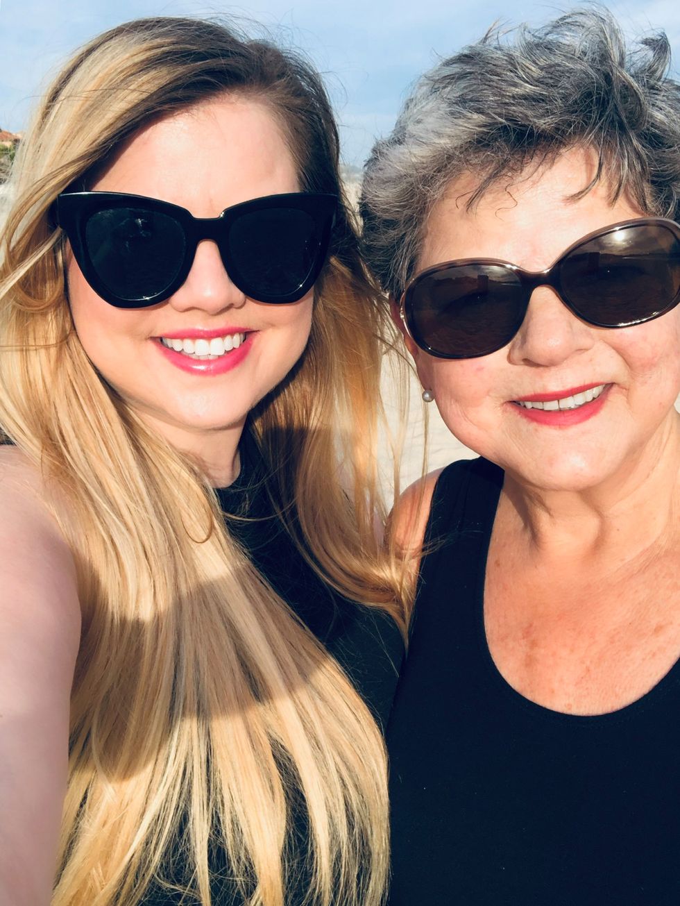 the author taking a selfie when her mom