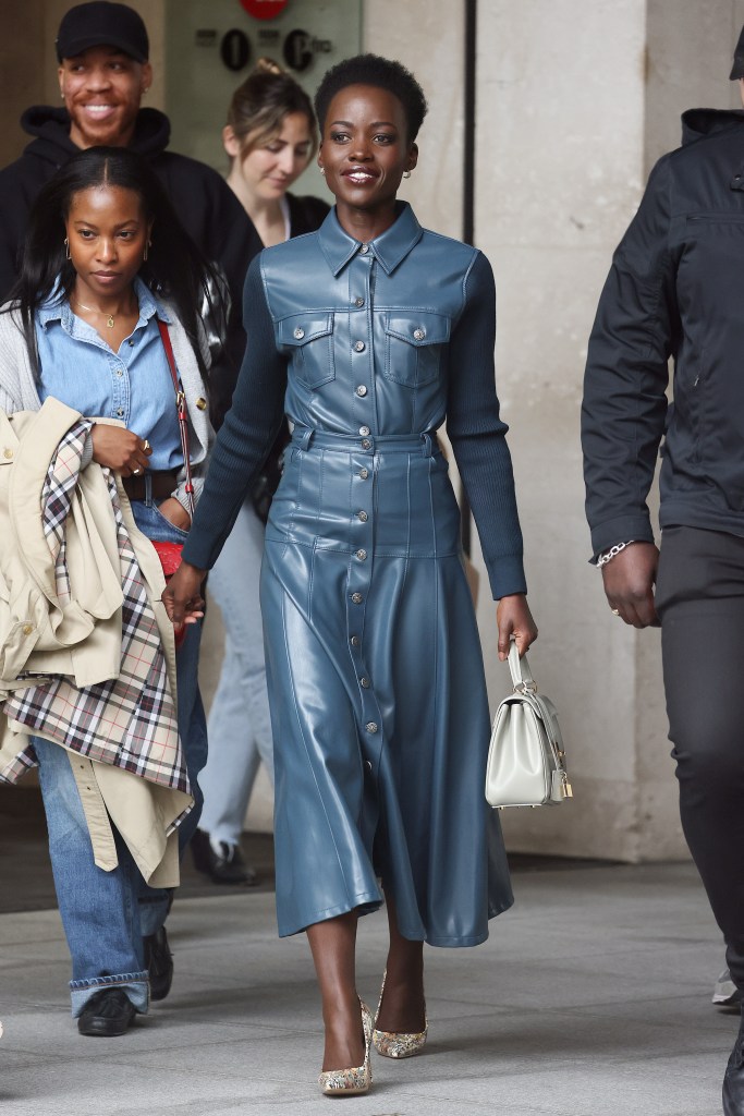 Lupita Nyong'o at BBC Radio One for 'A Quiet Place: Day One' interview in pointed pumps