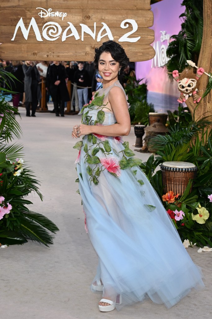 LONDON, ENGLAND - NOVEMBER 24: Auli'i Cravalho attends the "Moana 2" UK Premiere at Cineworld Leicester Square on November 24, 2024 in London, England. (Photo by Kate Green/Getty Images)