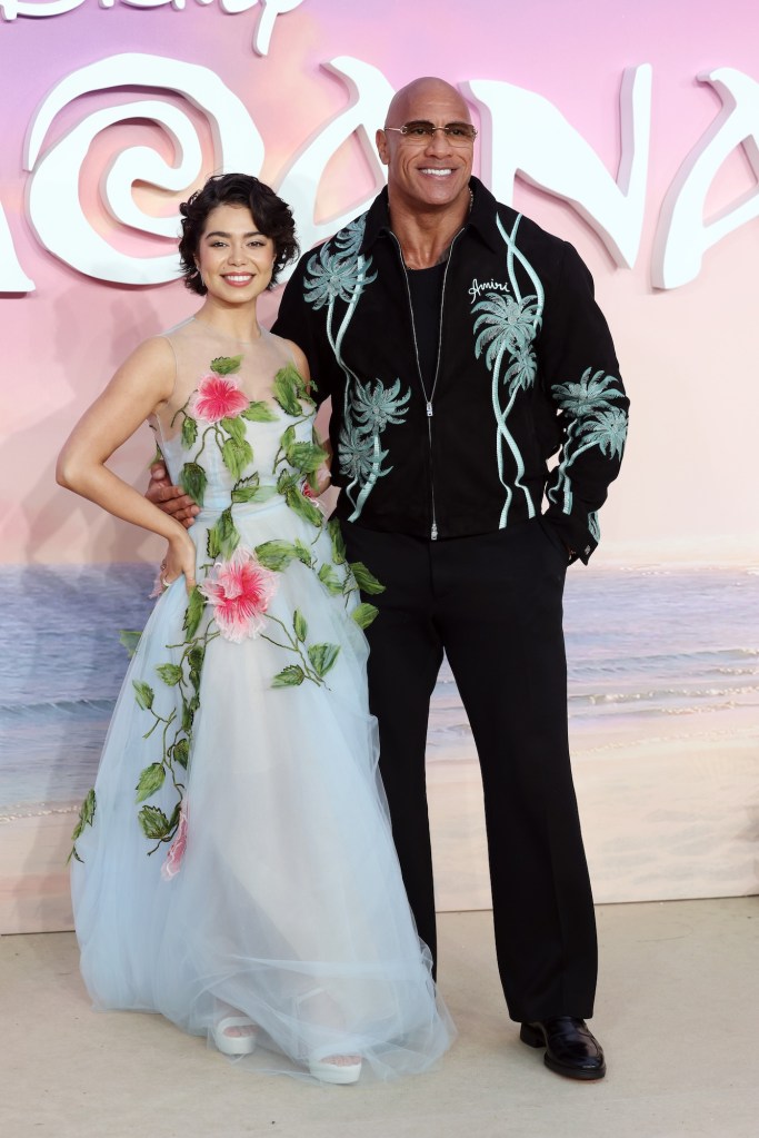 Auli’i Cravalho Rocks Sky Blue Oscar de la Renta Dress With Platform Sandals to the ‘Moana 2’ U.K. Premiere