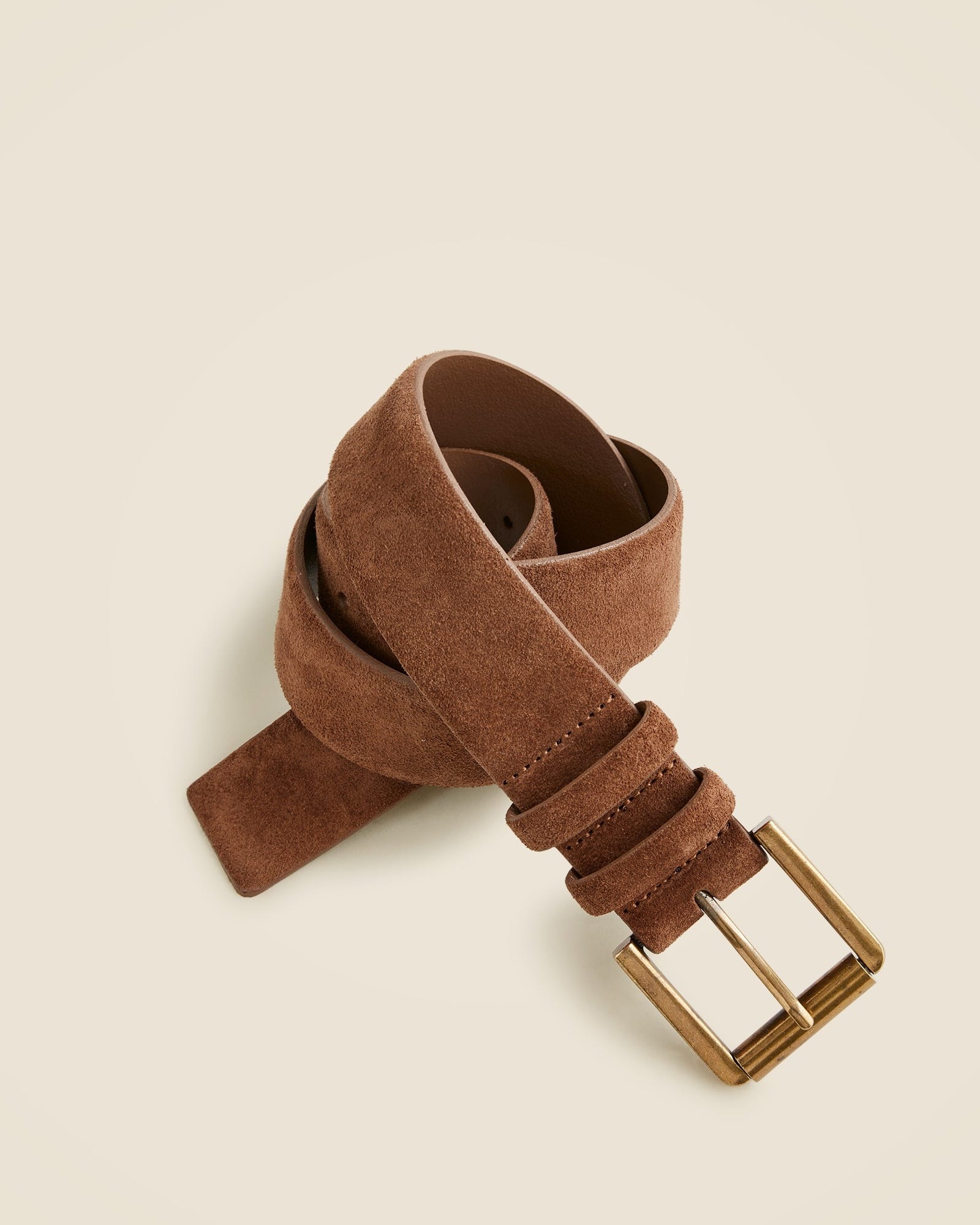 Suede Roller-Buckle Belt