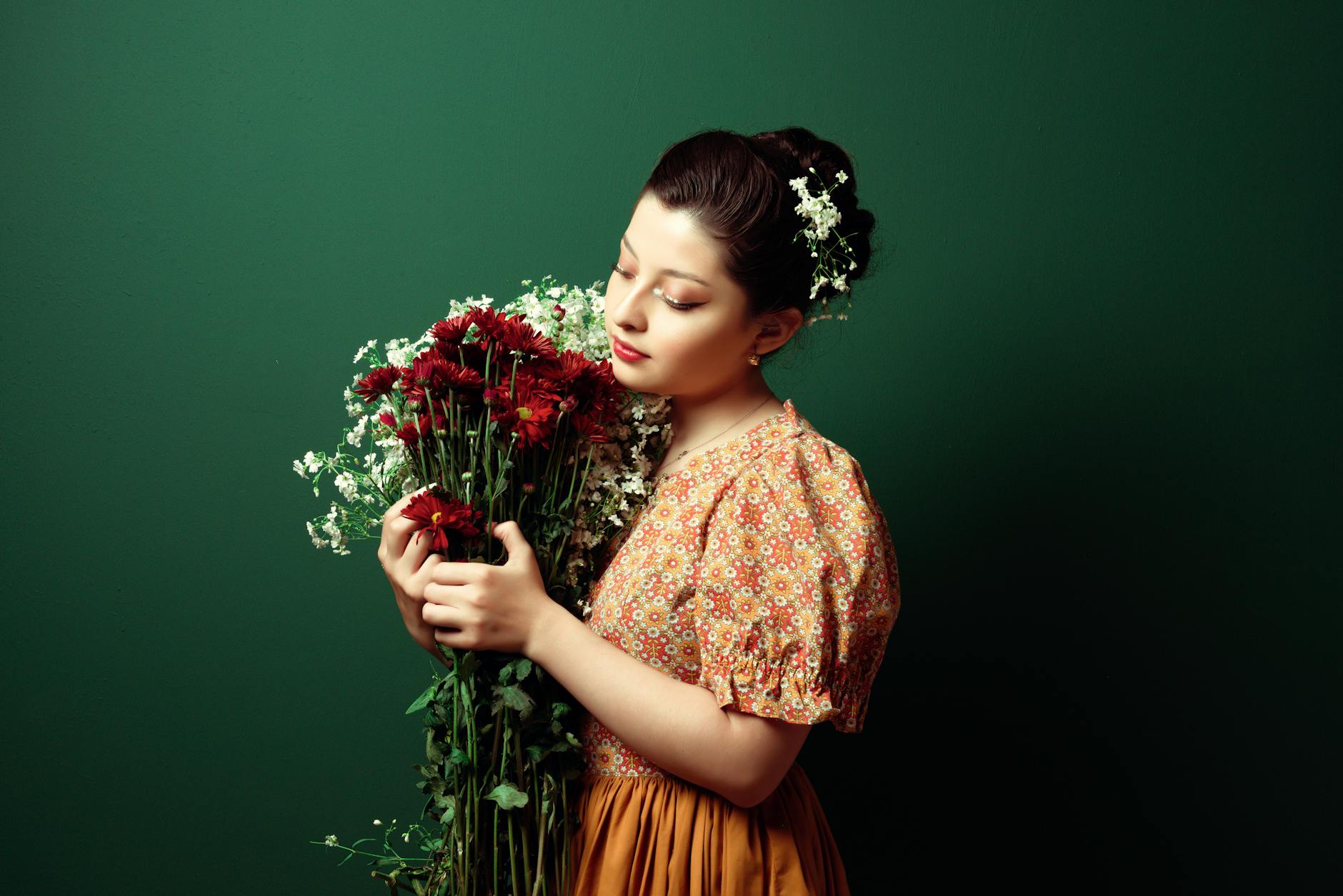 Collection of vintage hair clips and barrettes displayed on wooden surface