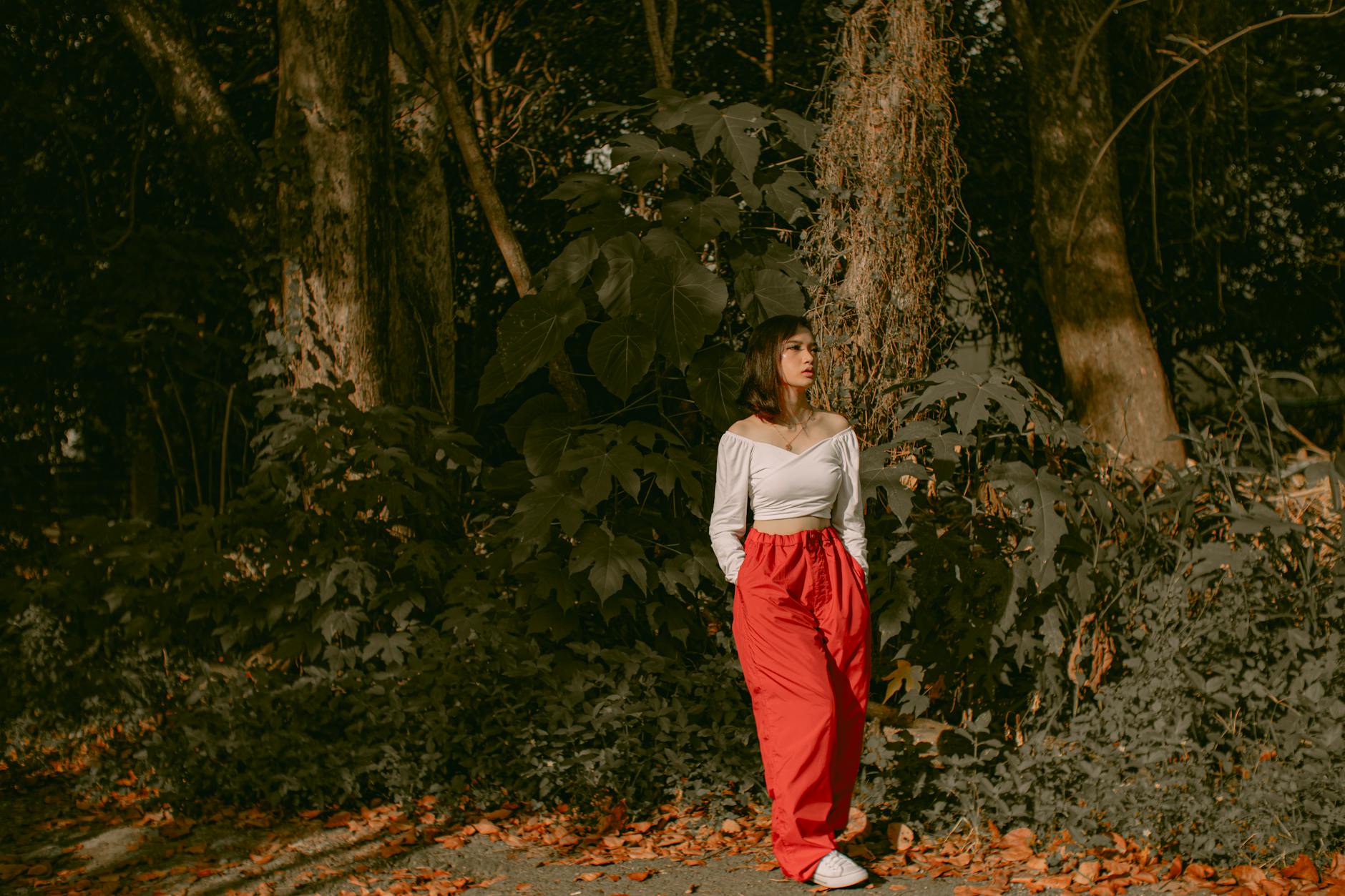 Stylish cargo pants displayed on fashion runway with luxury styling and accessories