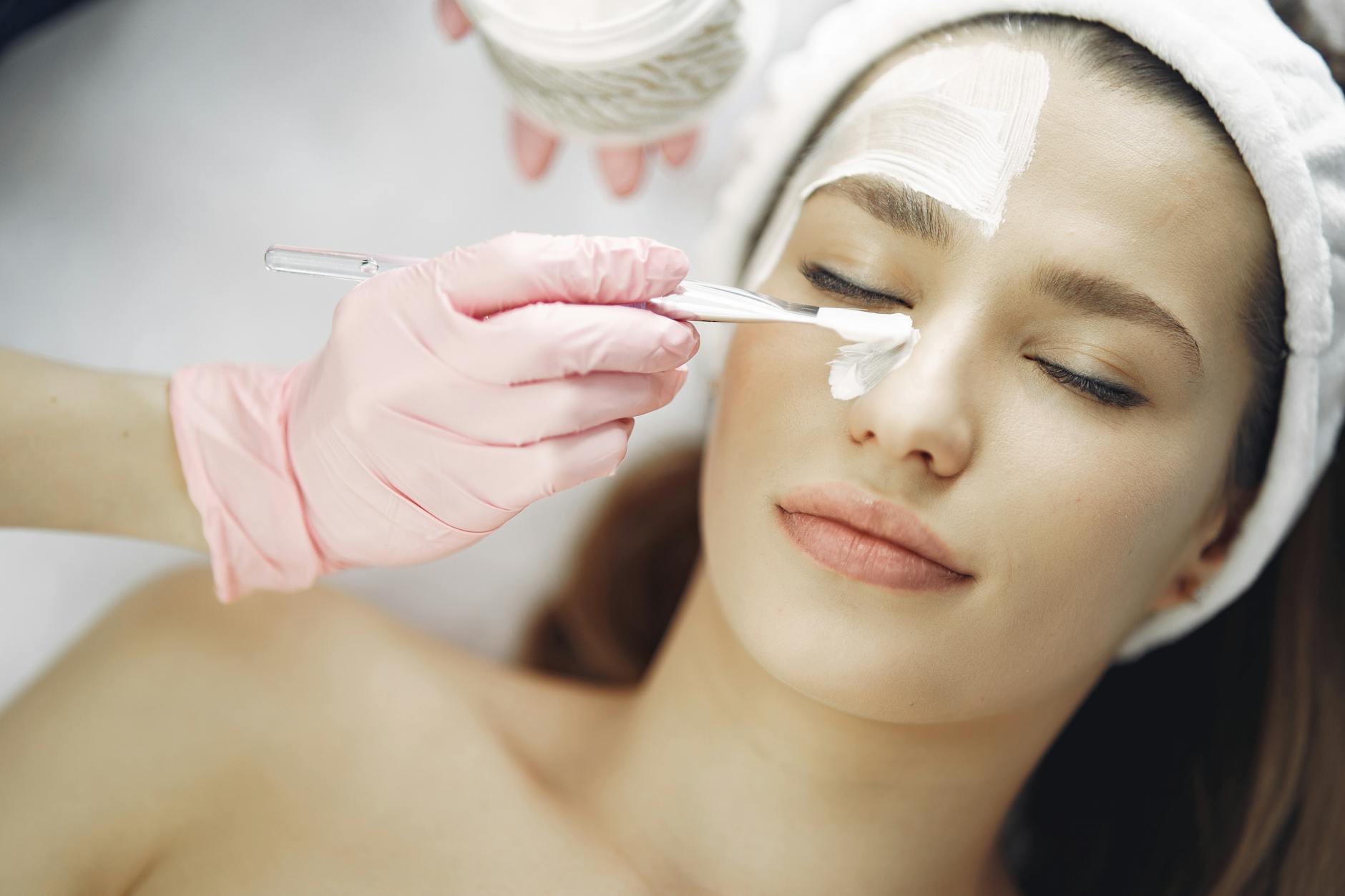 Professional skincare treatment being performed in medical setting