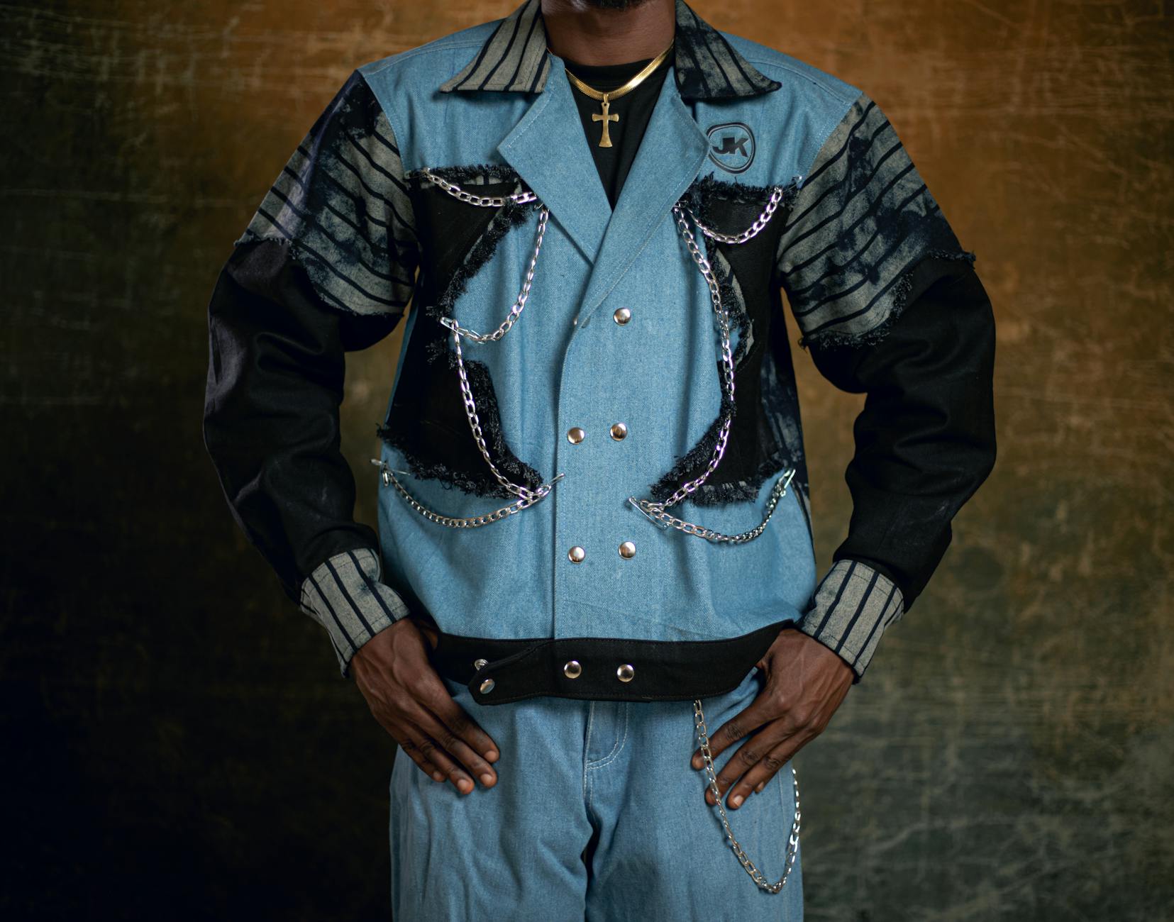 Person wearing contemporary streetwear with tactical-inspired design elements