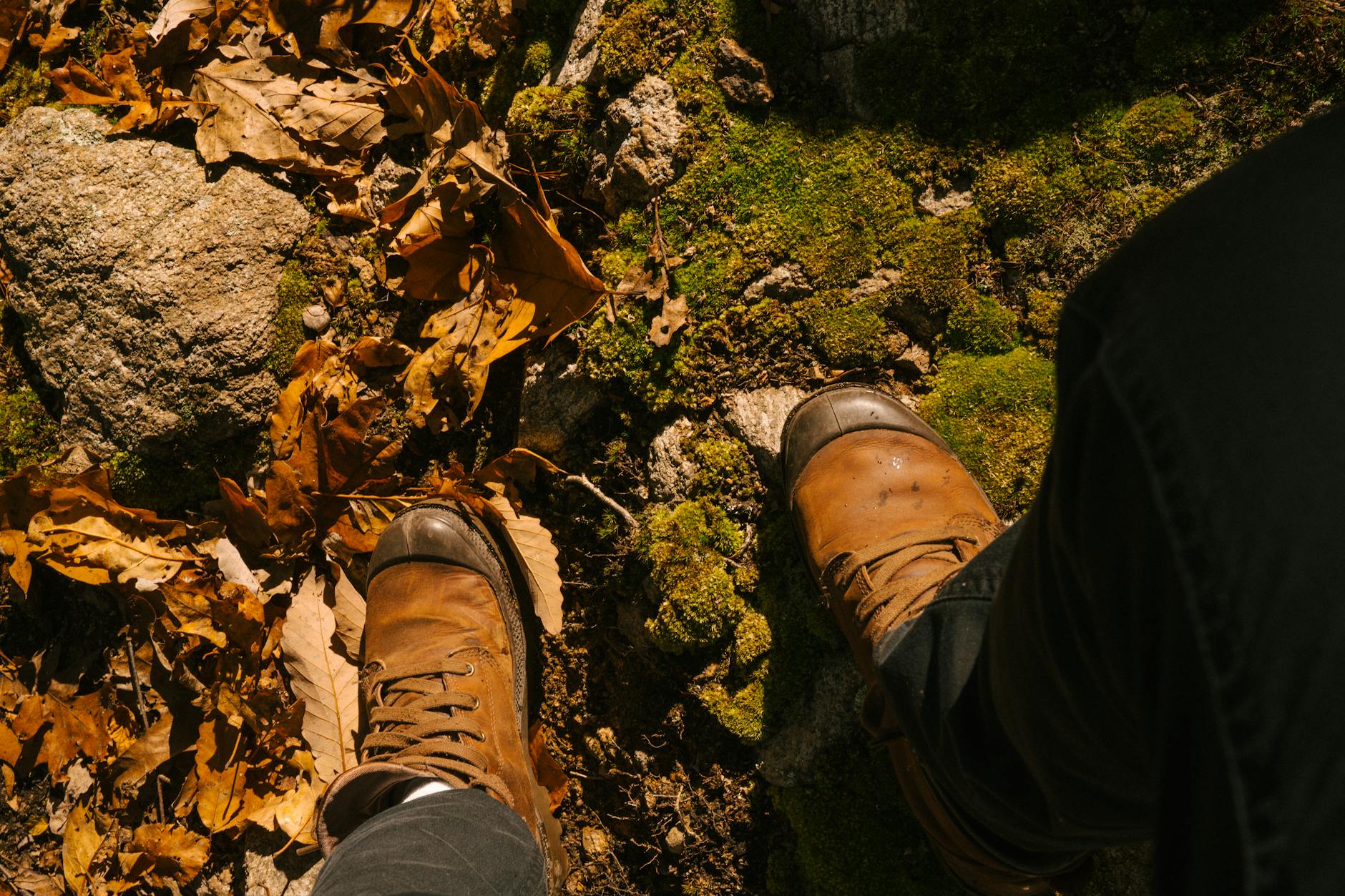 Close-up of premium leather hiking boots suitable for professional environments