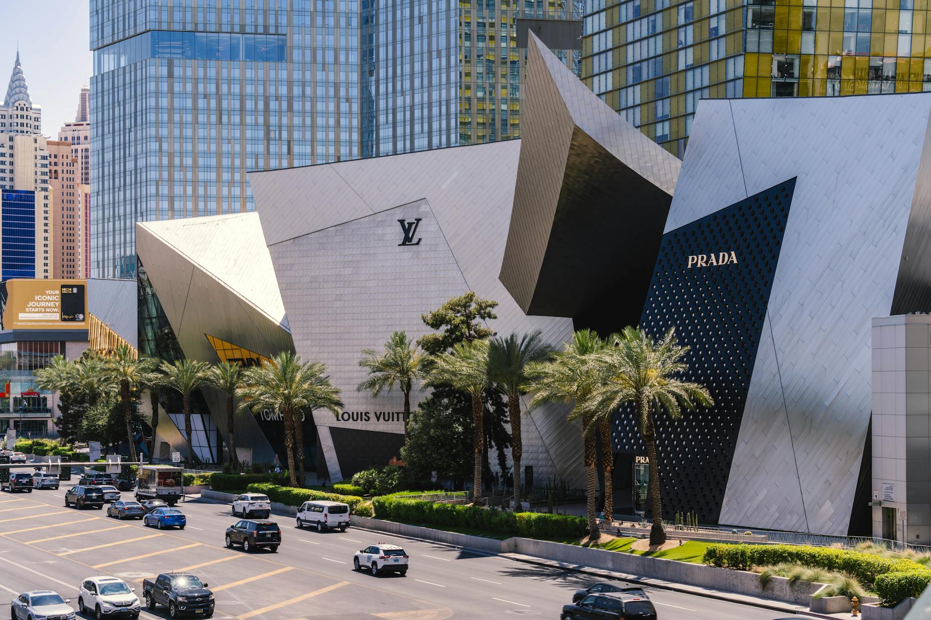 Elegant handbag display in upscale retail environment