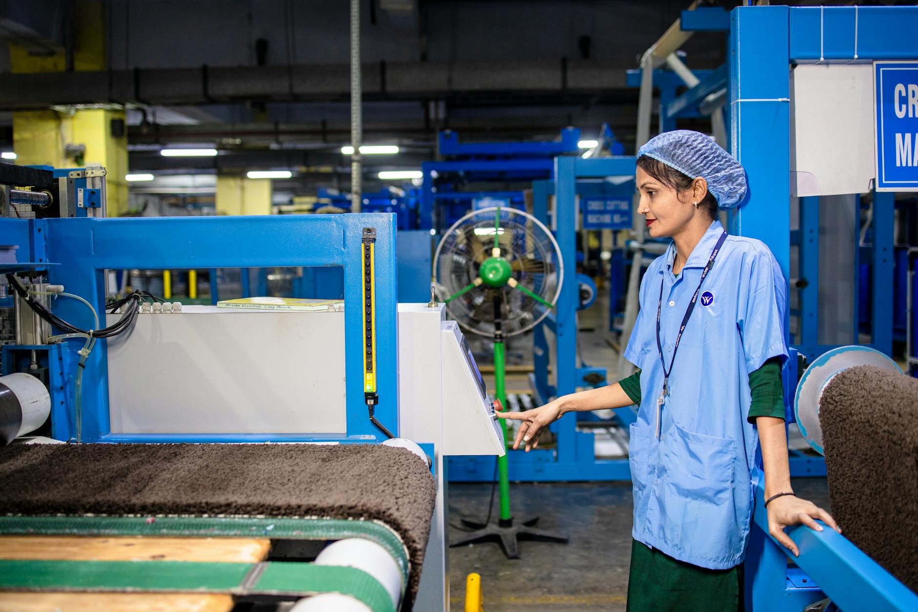 Industrial textile weaving machinery producing high-end fabric materials