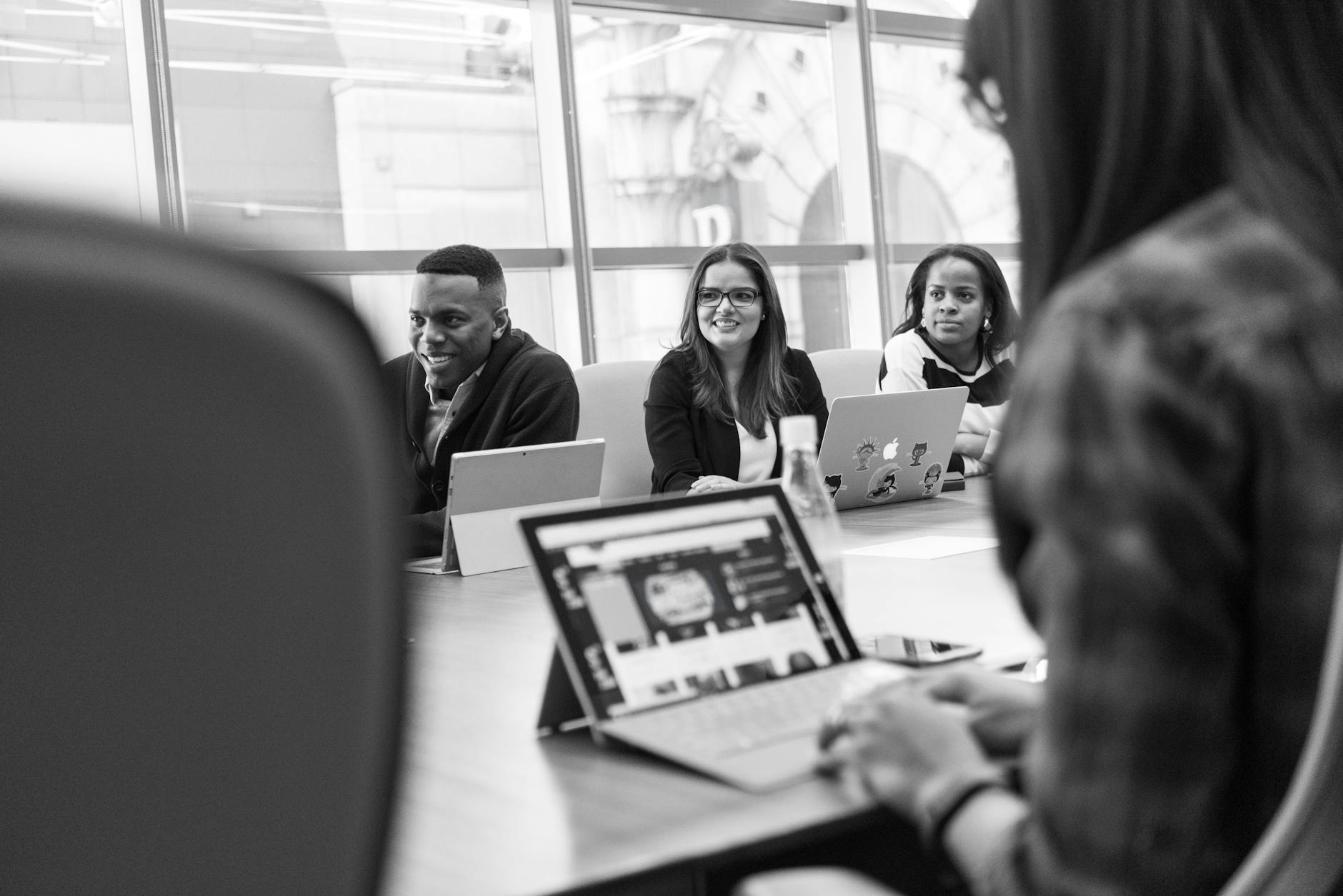 Business meeting in a modern tech office environment