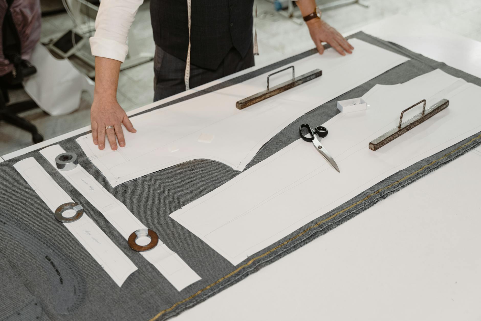 Side-by-side comparison of tailored and cargo trouser styles in a professional setting
