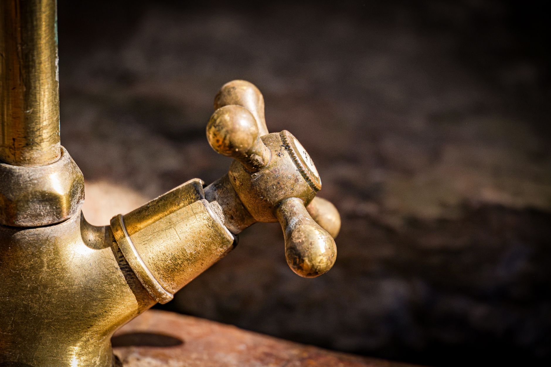 Polished brass snap hook hardware against a neutral fabric background
